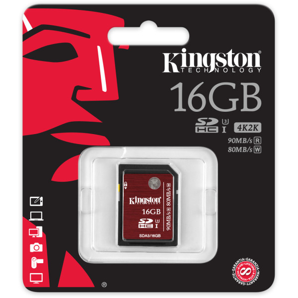Карта пам'яті Kingston 4K SDHC 16GB Class10 UHS-I U3 R90/W80MB/s